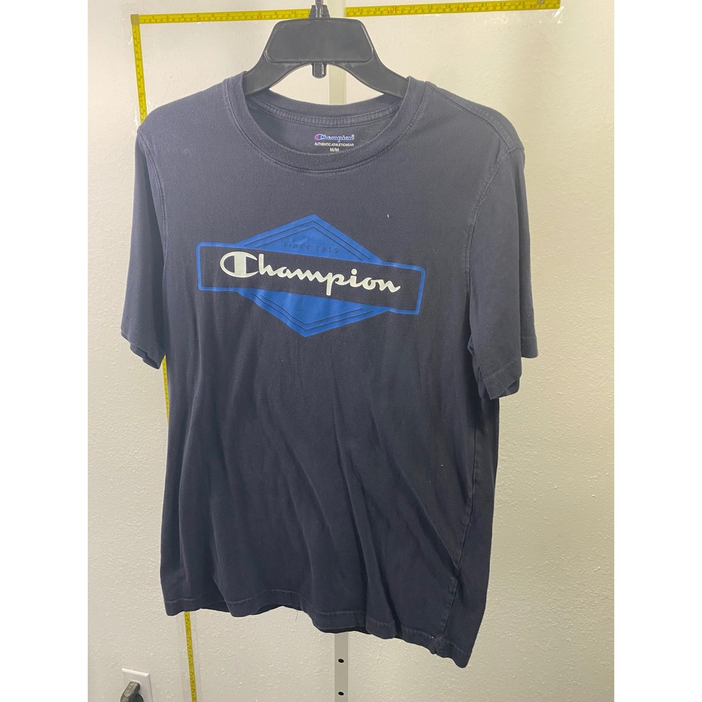 Champion Mens Navy Blue Graphic Logo T-Shirt Size‎ Medium Short Sleeve Tee